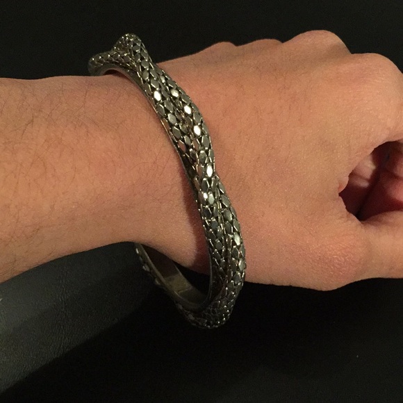 Doubled metallic beads silver bracelet - Picture 2 of 7